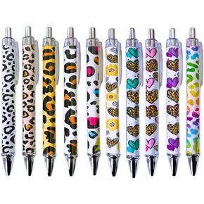 10PC Cheetah Print Pens Leopard Ballpoint Pen Jaguar Animal Zebra Safari Rainbow Colorful Office School Supplies Desk Decor Party Decoration Party Favors Journal Notebook Accessories Stationary