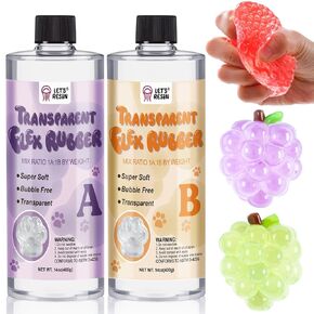 LET'S RESIN Transparent Gel for Taba Squishy, 28oz Super Soft Flex Rubber for Squishy Maker, DIY Decompression Gift for Cat Paw, Hamster, Artificial Strawberry and Chick Squishy