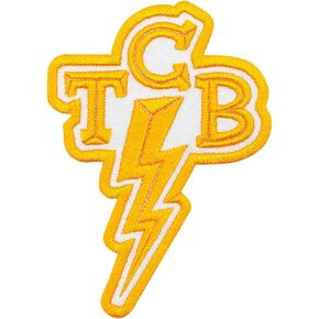 Elvis TCB Yellow Patch - Taking Care of Business - Elvis TCB Lightening - Iron On Embroidery - Size: 2.5 x 3.5 inches