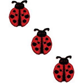 HHO Patch Set 3 Pieces. Mini Red ladybug cute insect Stickers Lady Bug Ladybug Cartoon Kids Applique Patches Butterfly Iron on sew on Patch Jacket T Shirt Patch Sew Iron on Embroidered