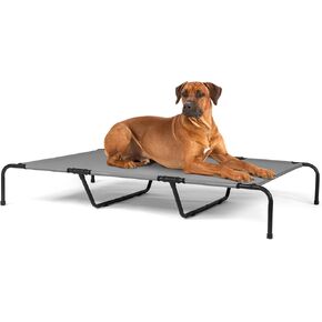 Outvita 43 Inch Elevated Dog Bed, Outdoor Cooling Raised Pet Cot, with Waterproof Textilene Mesh, Washable, Breathable, Alloy Steel Frame, Portable, Chew Proof, Indoor & Outdoor (Gray)