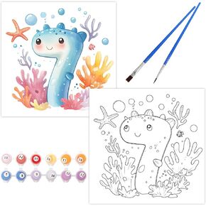 Reofrey Art Boards Paint by Numbers Kit for Adults & Beginners, 8x8 Inch Pre Drawn Canvas Painting Outline, Sip and Paint Kit for Adults, Idea for Young Artists, Students & Party Favors (Number “5")