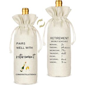 TBITON Retirement Gifts for Woman Men,Best Retired Wine Bag Gift Party Decor, Retired Gifts Leaving Gifts for Coworkers Boss,Pairs Well With Retirement