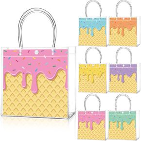 Aliceset 24 Pcs Safari Gift Bags with Handle Clear PVC Wild Animals Candy Treat Goodies Tote Bags for Summer Jungle Birthday Party Baby Shower Favor Supplies