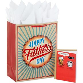 Hallmark 13" Large Gift Bag with Tissue Paper and Greeting Card (Happy Father's Day, Funny Card) for Dad, Grandpa, Uncle, Step-dad