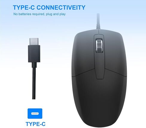 USB C Wired Mouse, Type C Optical Mouse for Laptop, Mac, MacBook, Android, PC in Saudi Arabia