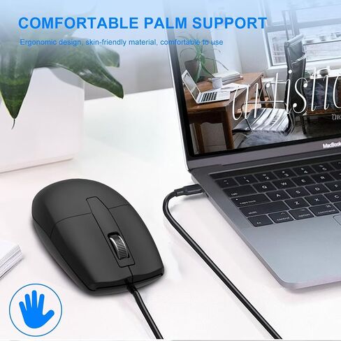USB C Wired Mouse, Type C Optical Mouse for Laptop, Mac, MacBook, Android, PC in Saudi Arabia