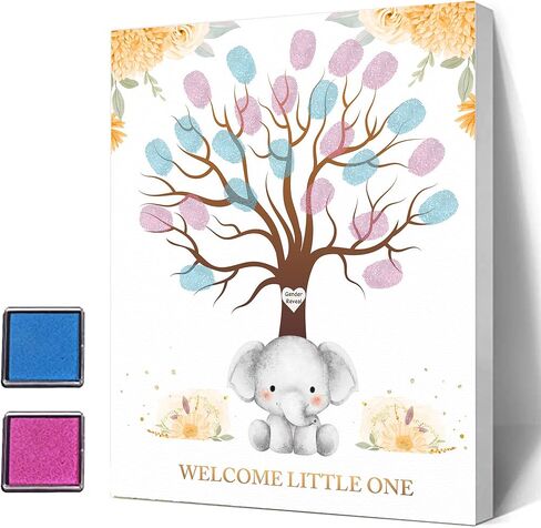 Baby Gender Reveal Fingerprint Tree, Gender Reveal Party, Bee Baby Shower Guest Book Party Ideas, Guess the Gender, Baby Shower Guest Book with Ink Pad in Saudi Arabia