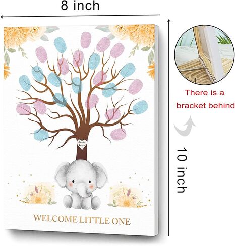 Baby Gender Reveal Fingerprint Tree, Gender Reveal Party, Bee Baby Shower Guest Book Party Ideas, Guess the Gender, Baby Shower Guest Book with Ink Pad in Saudi Arabia