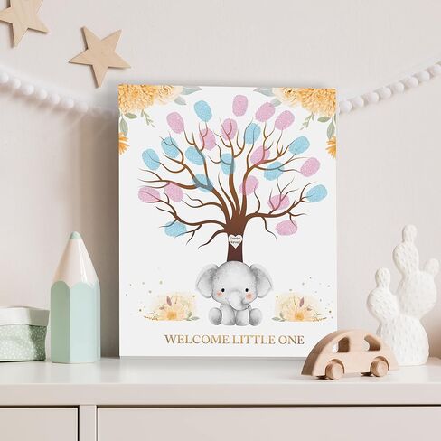Baby Gender Reveal Fingerprint Tree, Gender Reveal Party, Bee Baby Shower Guest Book Party Ideas, Guess the Gender, Baby Shower Guest Book with Ink Pad in Saudi Arabia