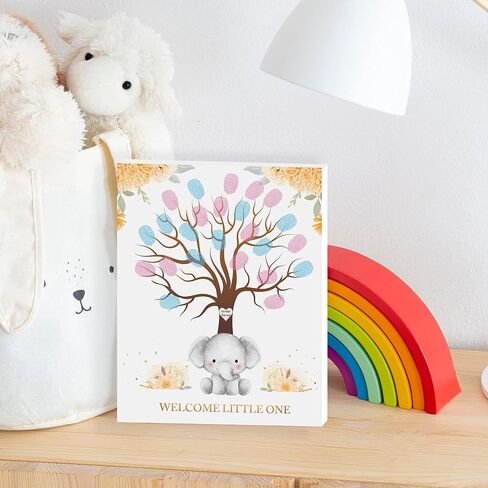Baby Gender Reveal Fingerprint Tree, Gender Reveal Party, Bee Baby Shower Guest Book Party Ideas, Guess the Gender, Baby Shower Guest Book with Ink Pad in Saudi Arabia