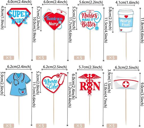 40 Pack Pack Cupcake Topcake Toppers School School Actures Medical Cupcake تختار RN Medical Rn Decorations للممرضة Grad Birthday Baby Shower Party Supplies 2 in Saudi Arabia