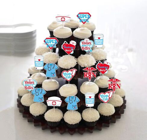 40 Pack Pack Cupcake Topcake Toppers School School Actures Medical Cupcake تختار RN Medical Rn Decorations للممرضة Grad Birthday Baby Shower Party Supplies 2 in Saudi Arabia