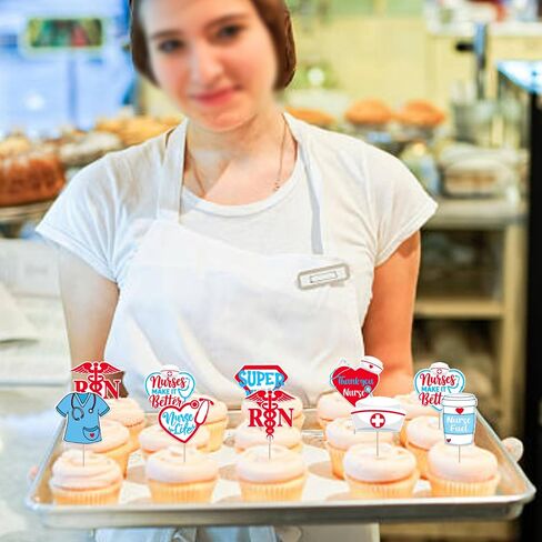 40 Pack Pack Cupcake Topcake Toppers School School Actures Medical Cupcake تختار RN Medical Rn Decorations للممرضة Grad Birthday Baby Shower Party Supplies 2 in Saudi Arabia