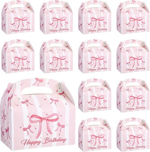Neptniopllab 24 Pieces Pink Bow Treat Boxes Pretty BowKnot Candy Goodie Boxes Coquette Bow Party Favors Goodie Gift Boxes with Handles, Ideal for Bachelorette Birthday Party Decration Supplies (24) in Saudi Arabia