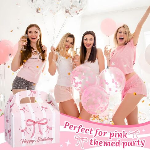 Neptniopllab 24 Pieces Pink Bow Treat Boxes Pretty BowKnot Candy Goodie Boxes Coquette Bow Party Favors Goodie Gift Boxes with Handles, Ideal for Bachelorette Birthday Party Decration Supplies (24) in Saudi Arabia