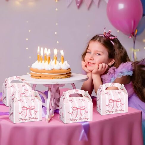 Neptniopllab 24 Pieces Pink Bow Treat Boxes Pretty BowKnot Candy Goodie Boxes Coquette Bow Party Favors Goodie Gift Boxes with Handles, Ideal for Bachelorette Birthday Party Decration Supplies (24) in Saudi Arabia