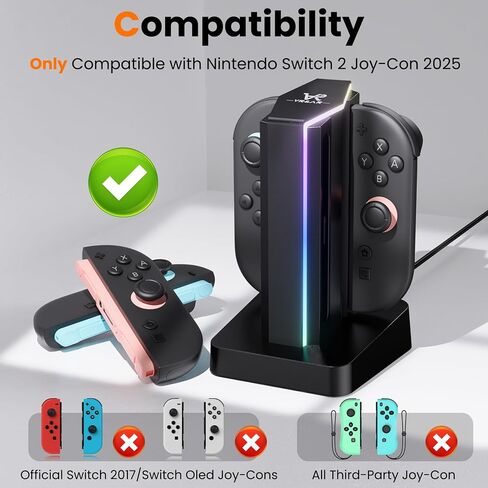 قاعدة شحن وحدة تحكم VR&AR لجهاز Nintendo Switch Joycon، شاحن وحدة تحكم 4 في 1 متوافق مع Joy Con لجهاز Nintendo Switch & Switch OLED، مع مؤشر LED وكابل شحن in Saudi Arabia