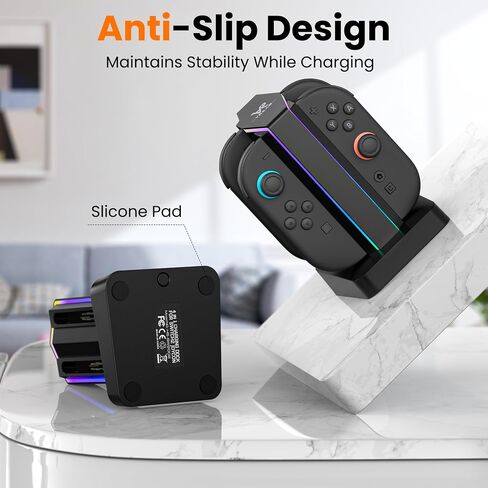 قاعدة شحن وحدة تحكم VR&AR لجهاز Nintendo Switch Joycon، شاحن وحدة تحكم 4 في 1 متوافق مع Joy Con لجهاز Nintendo Switch & Switch OLED، مع مؤشر LED وكابل شحن in Saudi Arabia