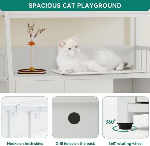 YITAHOME Cat Litter Box Enclosure, Large Hidden Litter Box Furniture with 2 Storage Shelves, Wooden Cat Washroom Furniture with Metal Frame, Brown in Saudi Arabia