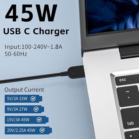 45w 20V 2.25A Type C USB C ADLX45YLC2D Ac Charger fit for Lenovo Chromebook C330 300e 100e 500e N23 Yoga, T480 T480s T580 Series Laptop Power Adapter Cord in Saudi Arabia