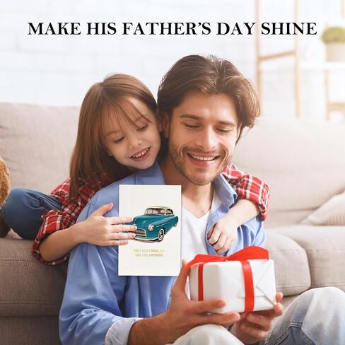 D24Time Funny Phathers Day Card - بطاقة هدايا يوم الآباء لزوج الأب من ابنته ابن زوجة 5.5x8 （سيارة كلاسيكية عتيقة） in Kuwait