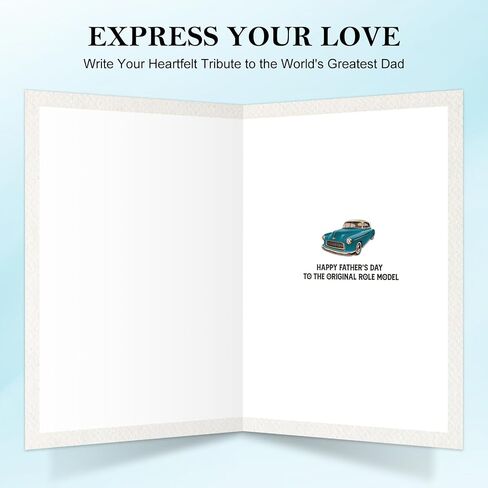 D24Time Funny Phathers Day Card - بطاقة هدايا يوم الآباء لزوج الأب من ابنته ابن زوجة 5.5x8 （سيارة كلاسيكية عتيقة） in Kuwait