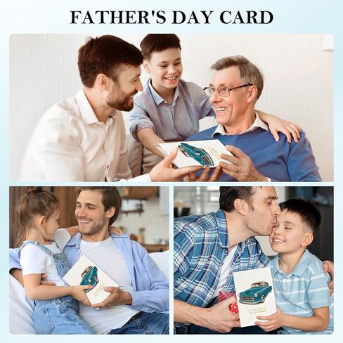 D24Time Funny Phathers Day Card - بطاقة هدايا يوم الآباء لزوج الأب من ابنته ابن زوجة 5.5x8 （سيارة كلاسيكية عتيقة） in Kuwait