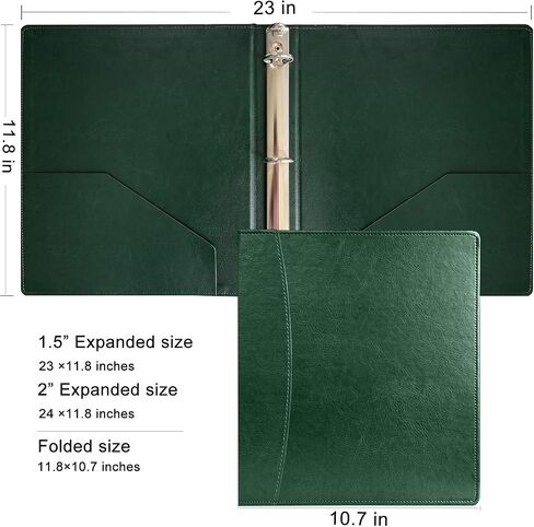 Binder Brown Leather 3-Ring Binder-العمود الفقري بحجم 2 بوصة-يناسب ورق الحرف (8.5 "× 11")-جيوب داخلية مدمجة-منظم أعمال مجلد المجلد (براون ، 2 بوصة) in Kuwait