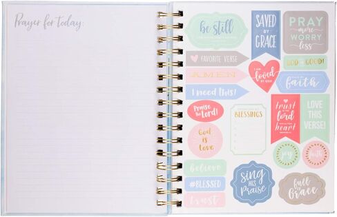 Eccolo Prayer Journal Notebook, Hardcover Spiral Bible Notebook, Full of Inspiring Bible Verses, 96 Lined Pages, 12 Dividers, 6 Sticker Sheets, 4 Folder Pockets, Faith (8.5 x 7.25 inches) in Saudi Arabia