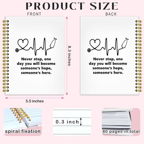 BRRNYOI Inspirational Nurse Notebook Journal 5.5x8.3, Nursing Gifts for New Grad Nurses, Future Nurse Doctor Appreciation Gifts, Nursing Hardcover Spiral Notebooks for Note Taking in Saudi Arabia
