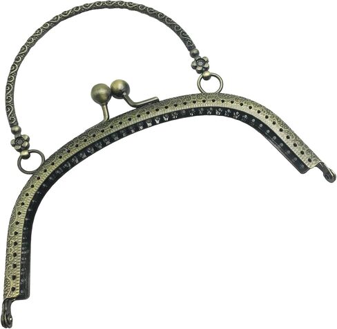 Purse Clasp Frame, Semicircle Metal Coin Bag Kiss Clasp Lock with Handle, for DIY Craft, Purse Making Tailor Sewer 16.5cm (Gunblack) J006 in Saudi Arabia