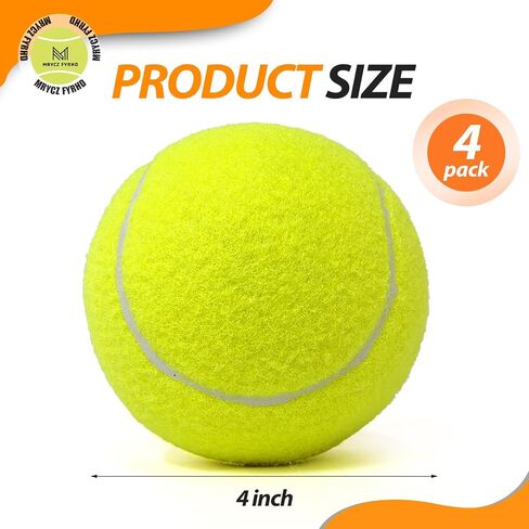 Tennis Ball Dog Toys 4 Pack - Giant 4-Inch Durable and Safe Fetch Tennis Ball for Dogs with Mesh Bag, Large Dog Tennis Balls Perfect for Indoor and Outdoor Interactive Play(Multicolor) in Saudi Arabia