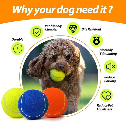 Tennis Ball Dog Toys 4 Pack - Giant 4-Inch Durable and Safe Fetch Tennis Ball for Dogs with Mesh Bag, Large Dog Tennis Balls Perfect for Indoor and Outdoor Interactive Play(Multicolor) in Saudi Arabia