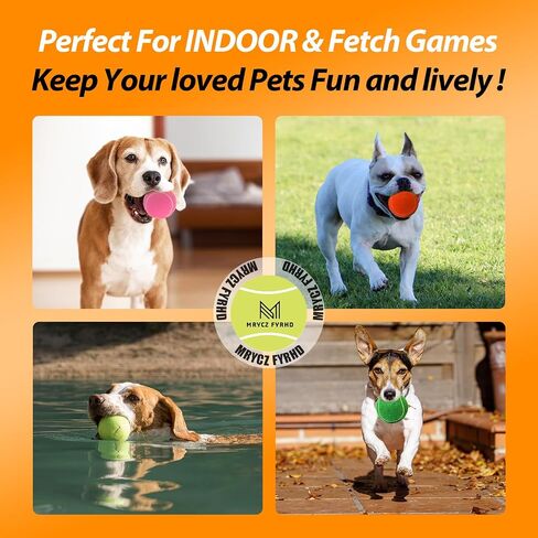Tennis Ball Dog Toys 4 Pack - Giant 4-Inch Durable and Safe Fetch Tennis Ball for Dogs with Mesh Bag, Large Dog Tennis Balls Perfect for Indoor and Outdoor Interactive Play(Multicolor) in Saudi Arabia