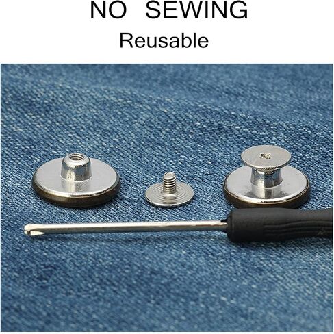 Jean Button Pins 10 PCS, No Sew Replacement Pant Buttons, Adjustable Instant Extender or Reduce Pant Waist, Premium Buttons for Jean Silver 14 in Saudi Arabia