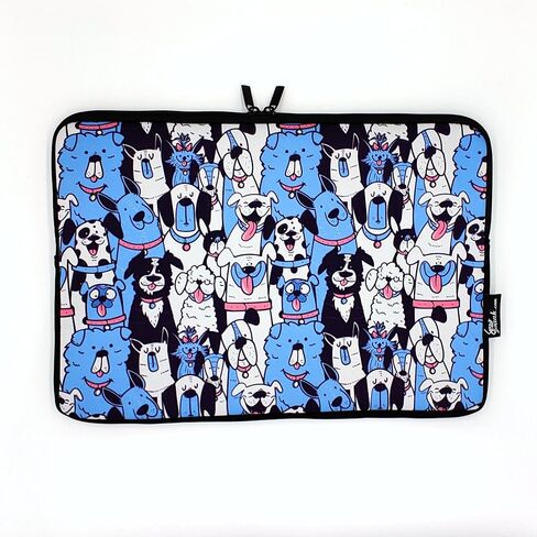 13-15 Inch Blue Dogs Print Laptop Sleeve Case/Water-Resistant Neoprene Notebook Computer Pocket Tablet Briefcase Carrying Bag/Pouch Skin Cover for HP/Dell/Lenovo/Asus/Acer/Apple in Saudi Arabia