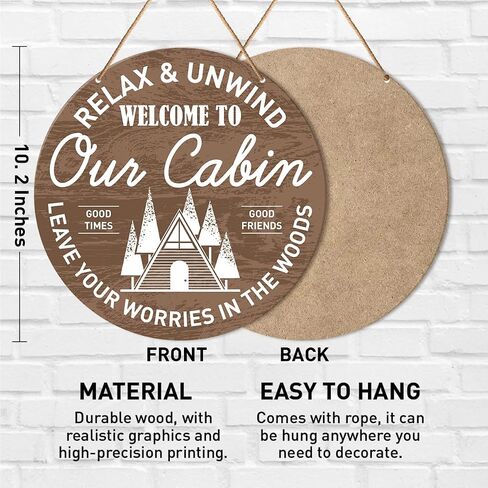 Camping Sign Wall Decor, Summer Camp Round Hanging Sign Decor Farmhouse Wall Decorations Wood Sign for Cabin, RV, Front Door, Porch, Entryway, Housewarming Gift for Camper, Happy Campers in Saudi Arabia