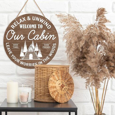 Camping Sign Wall Decor, Summer Camp Round Hanging Sign Decor Farmhouse Wall Decorations Wood Sign for Cabin, RV, Front Door, Porch, Entryway, Housewarming Gift for Camper, Happy Campers in Saudi Arabia