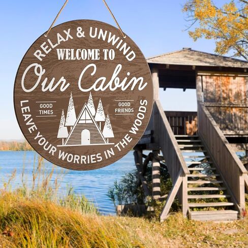 Camping Sign Wall Decor, Summer Camp Round Hanging Sign Decor Farmhouse Wall Decorations Wood Sign for Cabin, RV, Front Door, Porch, Entryway, Housewarming Gift for Camper, Happy Campers in Saudi Arabia
