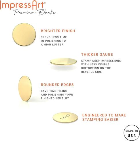 ImpressArt - الفراغات السماوية المعدنية الممتازة لختم المعادن وصنع المجوهرات (24 حزمة) (1 "مخطط الهلال مع ثقب ، ألكيم) in Kuwait