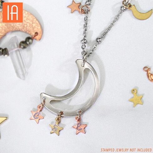 ImpressArt - الفراغات السماوية المعدنية الممتازة لختم المعادن وصنع المجوهرات (24 حزمة) (1 "مخطط الهلال مع ثقب ، ألكيم) in Kuwait