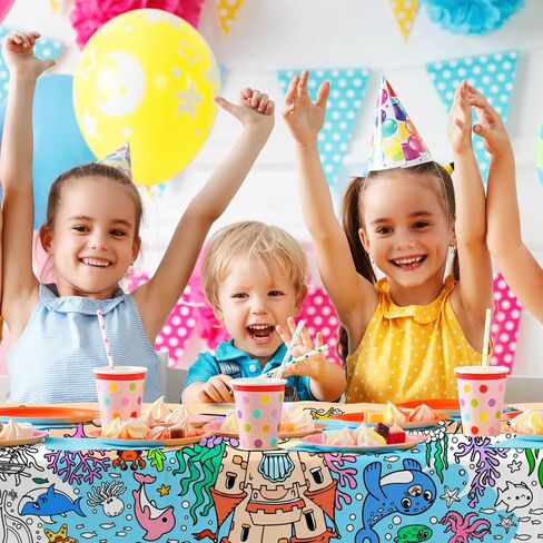 Meetcolor Under The Sea Huge Coloring Poster for Kids, Giant Ocean Animals Theme Paper Tablecloth with 24 Colors Marker Set, Large Coloring Roll Paper for Party Classroom Gifts Decoration, 72" x 30" in Saudi Arabia