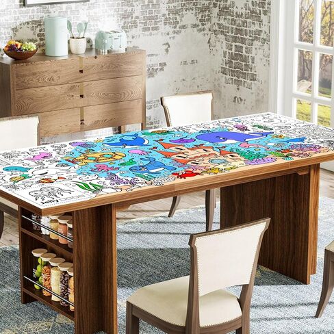 Meetcolor Under The Sea Huge Coloring Poster for Kids, Giant Ocean Animals Theme Paper Tablecloth with 24 Colors Marker Set, Large Coloring Roll Paper for Party Classroom Gifts Decoration, 72" x 30" in Saudi Arabia