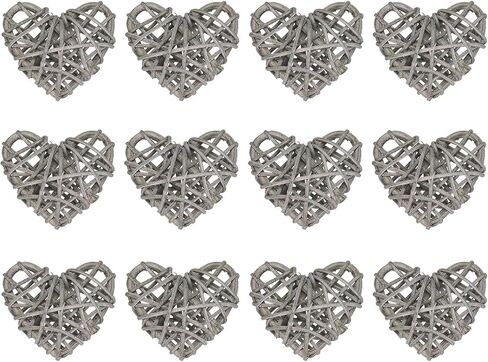 meccanixity 12pcs على شكل قلب راتان الكرة مزهرية حشو الطبيعية لروتين يوم عيد الحب الزفاف ديكور المنزل الأصفر 2 في in Kuwait