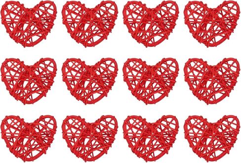 meccanixity 12pcs على شكل قلب راتان الكرة مزهرية حشو الطبيعية لروتين يوم عيد الحب الزفاف ديكور المنزل الأصفر 2 في in Kuwait