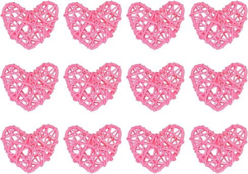 meccanixity 12pcs على شكل قلب راتان الكرة مزهرية حشو الطبيعية لروتين يوم عيد الحب الزفاف ديكور المنزل الأصفر 2 في in Kuwait