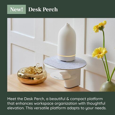 Branch Desk Perch - Elevated Desk Shelf Organizer Platform for Monitor, Laptop, and Desk Accessories - Compact Powder-Coated Steel with Integrated Storage - Easy Clamp Installation - White in Saudi Arabia