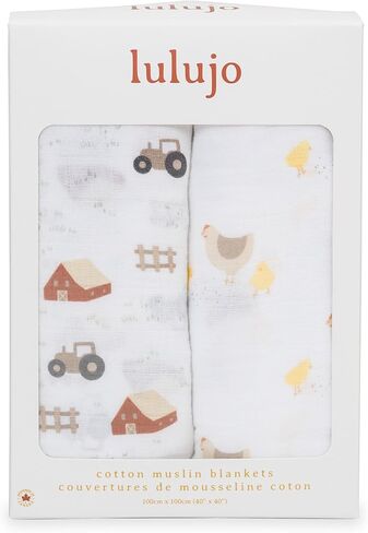 lulujo Baby Swaddle Blankets | Unisex Softest Breathable Cotton Muslin Swaddle Blanket Set | Neutral Receiving Blanket for Girls & Boys | 40in x 40in | Mushroom & Sand | 2-Count in Kuwait