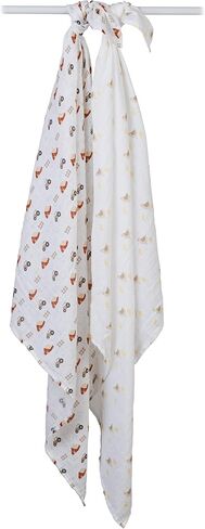 lulujo Baby Swaddle Blankets | Unisex Softest Breathable Cotton Muslin Swaddle Blanket Set | Neutral Receiving Blanket for Girls & Boys | 40in x 40in | Mushroom & Sand | 2-Count in Kuwait